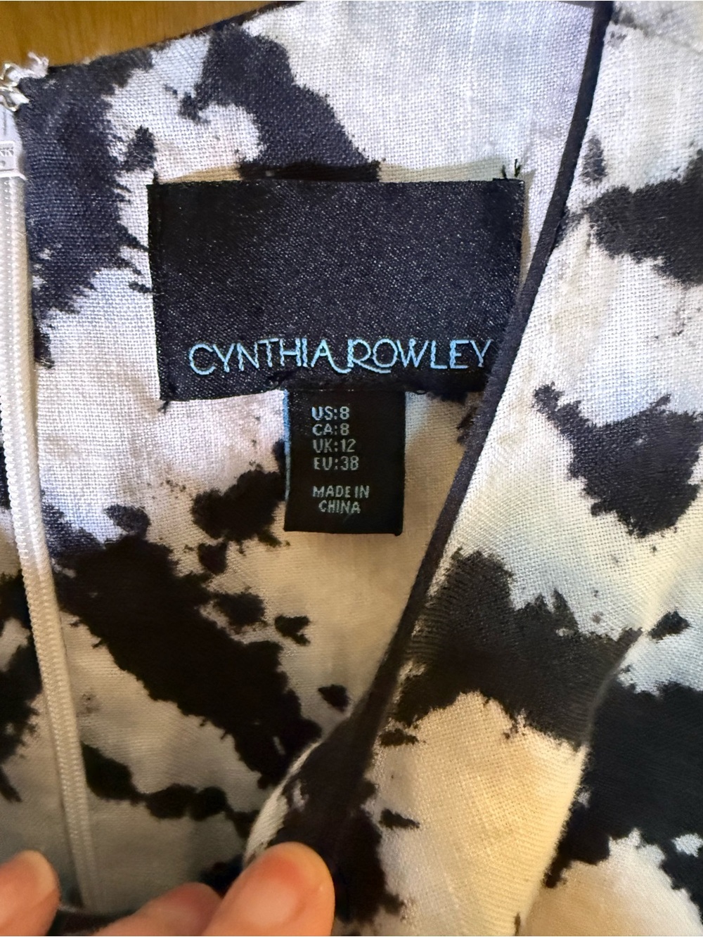 Cynthia Rowley Black & White Tie-Dye Shift Mini Dress - Picture 4 of 9